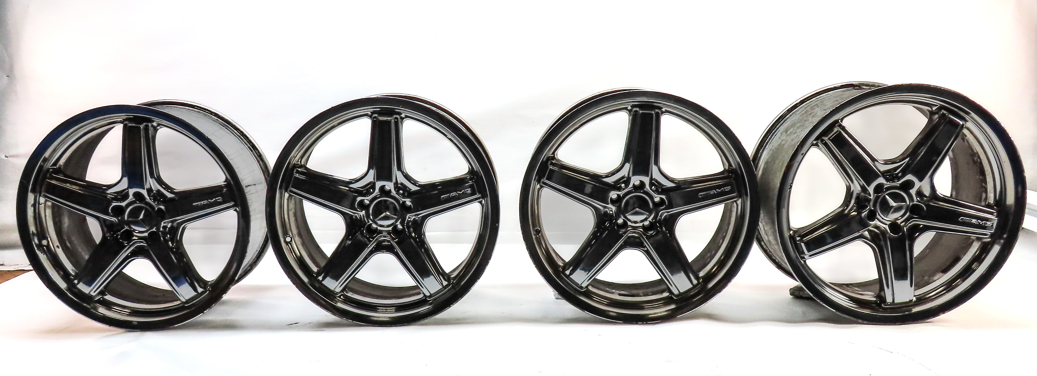 08-09 MERCEDES GL550 (X164) 21x10 ALUMINUM ALLOY AMG 5-SPOKE WHEEL RIM SET-4 — exact item pictured